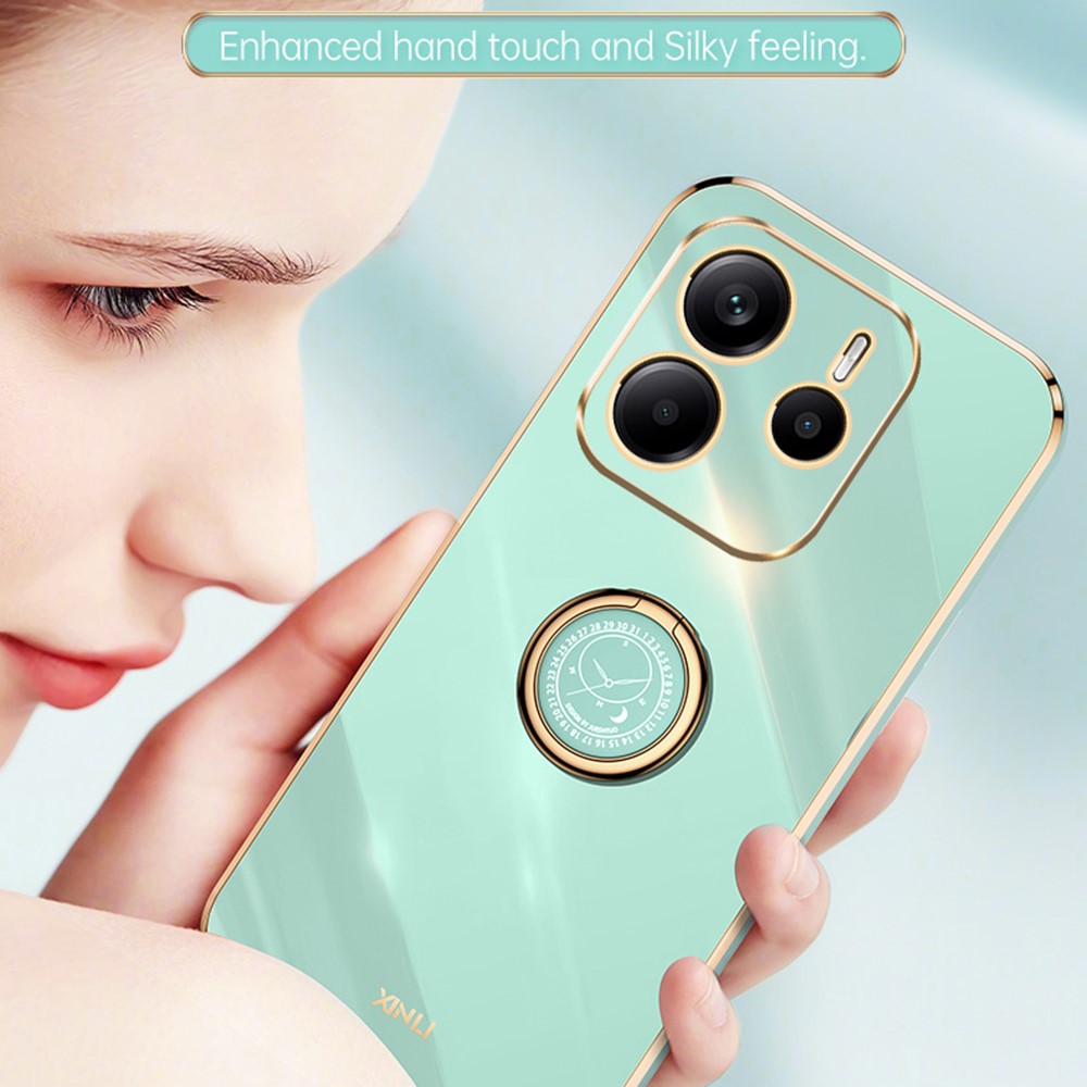 XINLI For Xiaomi Redmi Note 14 5G Case Ring Kickstand Electroplating TPU Phone Cover