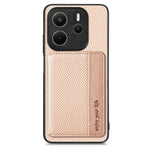 For Xiaomi Redmi Note 14 4G (163.25mm) Case RFID Blocking Carbon Fiber Leather Phone Back Cover with Card Holder