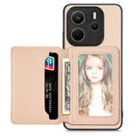 For Xiaomi Redmi Note 14 4G (163.25mm) Case RFID Blocking Carbon Fiber Leather Phone Back Cover with Card Holder