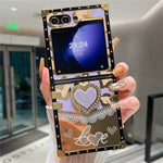 For Samsung Galaxy Z Flip7 FE 5G / Z Flip6 5G Case Heart Pattern Electroplating TPU + PC Phone Cover with Kickstand