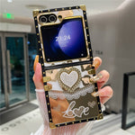 For Samsung Galaxy Z Flip7 FE 5G / Z Flip6 5G Case Heart Pattern Electroplating TPU + PC Phone Cover with Kickstand