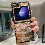 For Samsung Galaxy Z Flip7 FE 5G / Z Flip6 5G Case Heart Pattern Electroplating TPU + PC Phone Cover with Kickstand