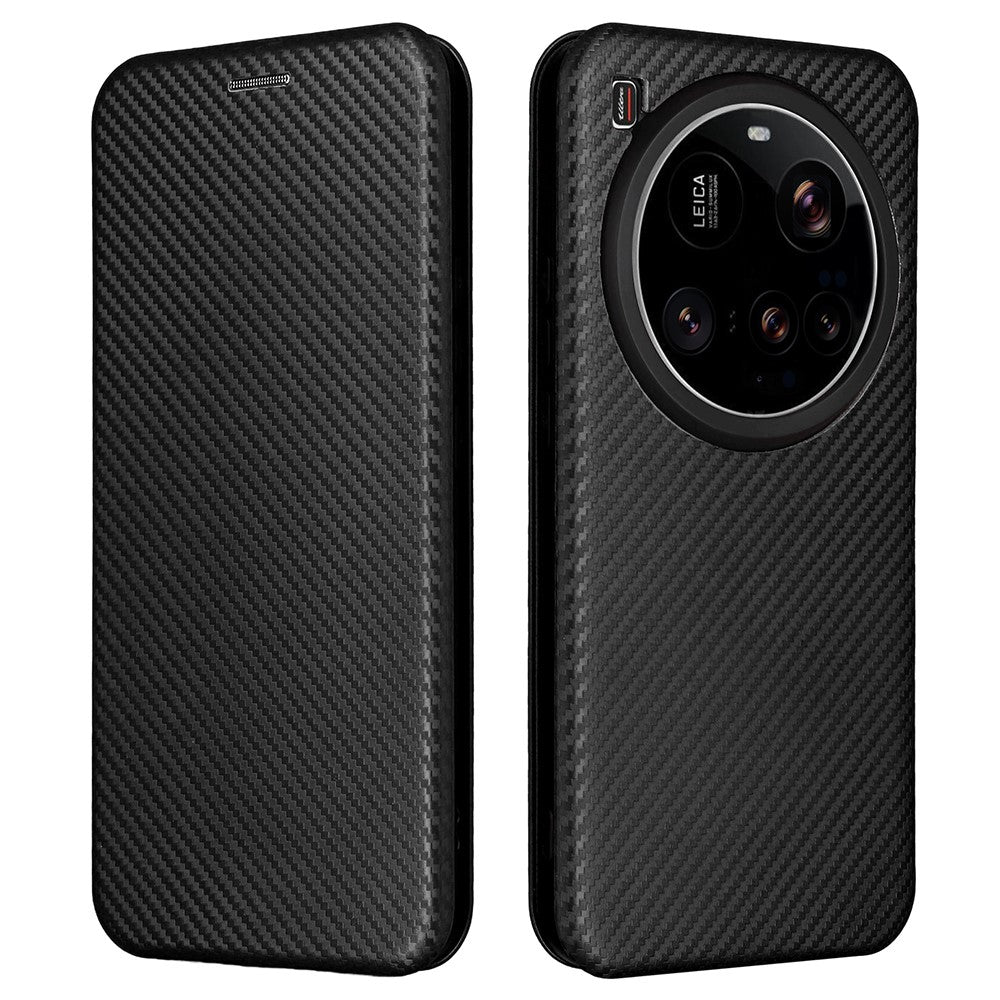 For Xiaomi 15 Ultra Case Carbon Fiber Texture Drop-Proof PU Leather Phone Cover