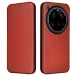For Xiaomi 15 Ultra Case Carbon Fiber Texture Drop-Proof PU Leather Phone Cover