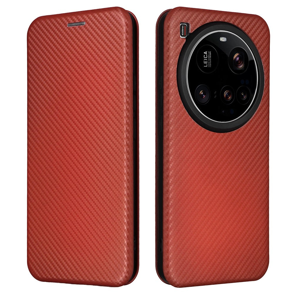For Xiaomi 15 Ultra Case Carbon Fiber Texture Drop-Proof PU Leather Phone Cover