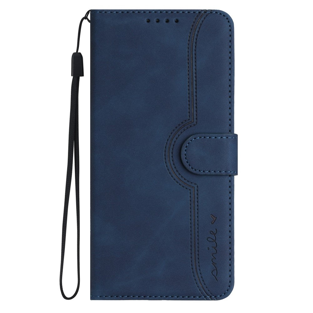For Xiaomi Redmi Note 14 5G Leather Case Wallet Stand Smile Imprinted Phone Cover with Strap