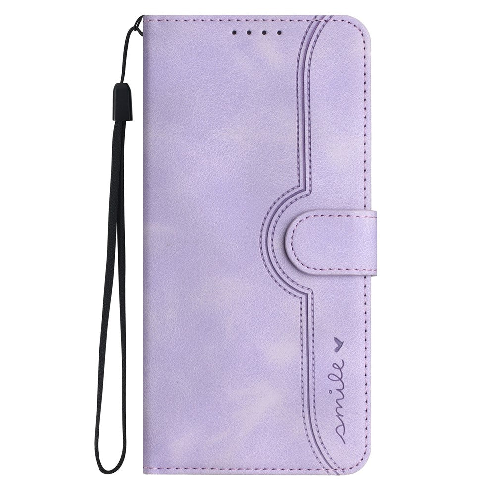 For Xiaomi Redmi Note 14 4G (163.25mm) Leather Case Wallet Stand Smile Imprinted Phone Cover with Strap