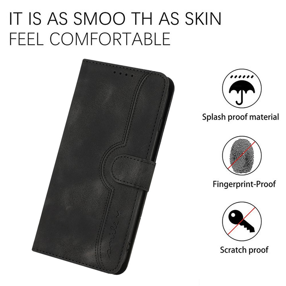 For Xiaomi Redmi Note 14 Pro 4G Leather Case Wallet Stand Smile Imprinted Phone Cover with Strap