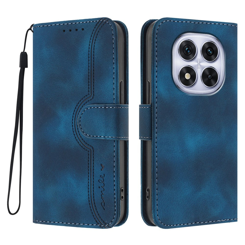 For Xiaomi Redmi Note 14 Pro 4G Leather Case Wallet Stand Smile Imprinted Phone Cover with Strap