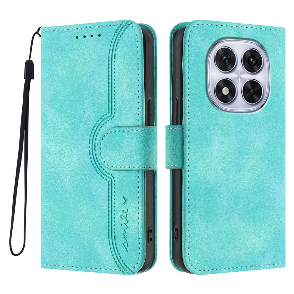 For Xiaomi Redmi Note 14 Pro 4G Leather Case Wallet Stand Smile Imprinted Phone Cover with Strap