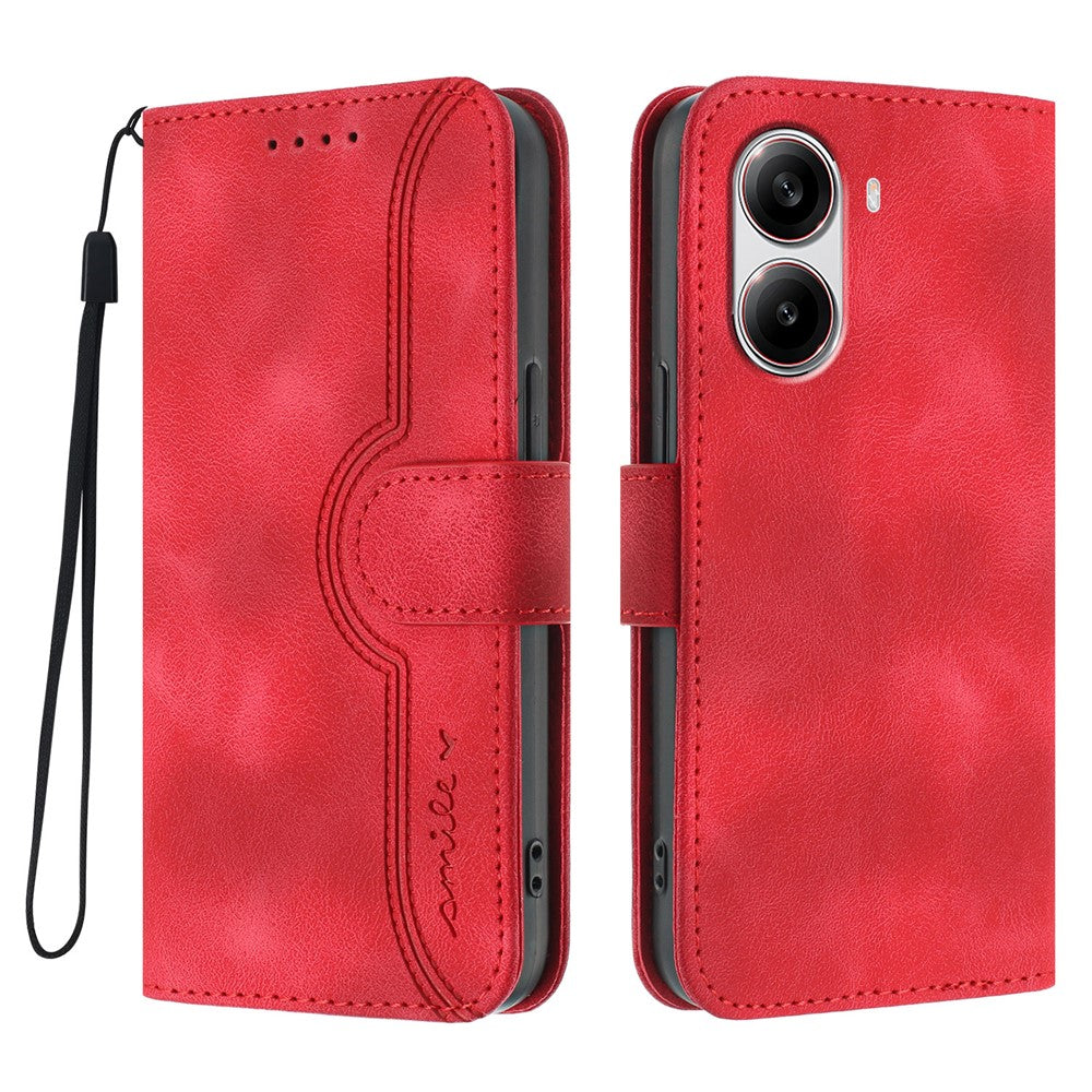 Xiaomi Redmi Turbo 4 5G / Xiaomi Poco X7 Pro 5G Läderfodral Plånboksfodral med Leendepräglad Mobilskal med Rem