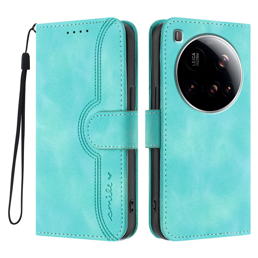 For Xiaomi 15 Ultra Leather Case Wallet Stand Smile Imprinted Phone Cover with Strap