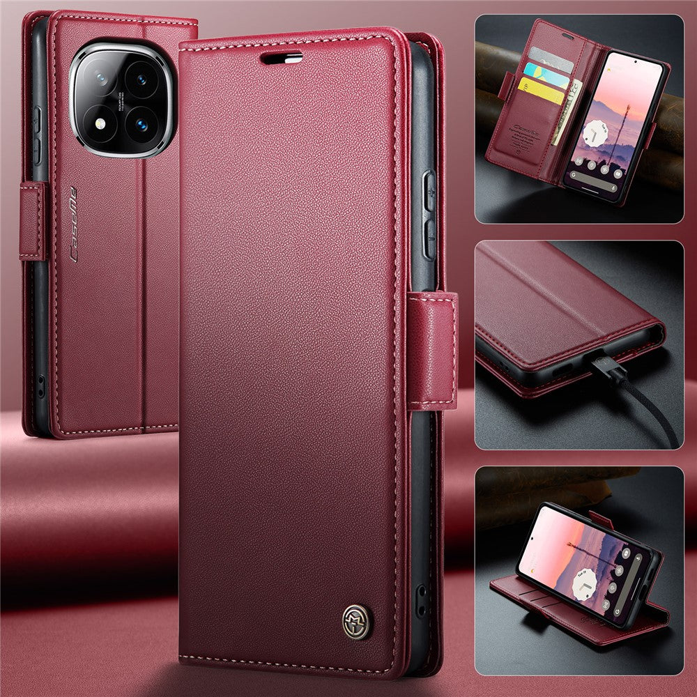 CASEME For Xiaomi Redmi Note 14 Pro 4G Case  023 Series RFID Blocking Leather Wallet Stand Phone Cover