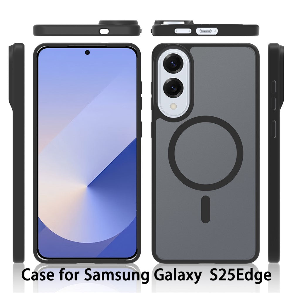 For Samsung Galaxy S25 Edge Magnetic Case TPU Frame Acrylic Back Phone Cover Skin Touch