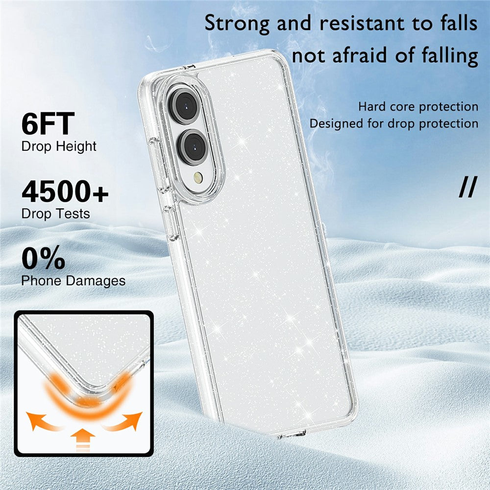 For Samsung Galaxy S25 Edge Case Sparkly Powder Glitter Shiny Soft TPU + Hard PC Back Cover