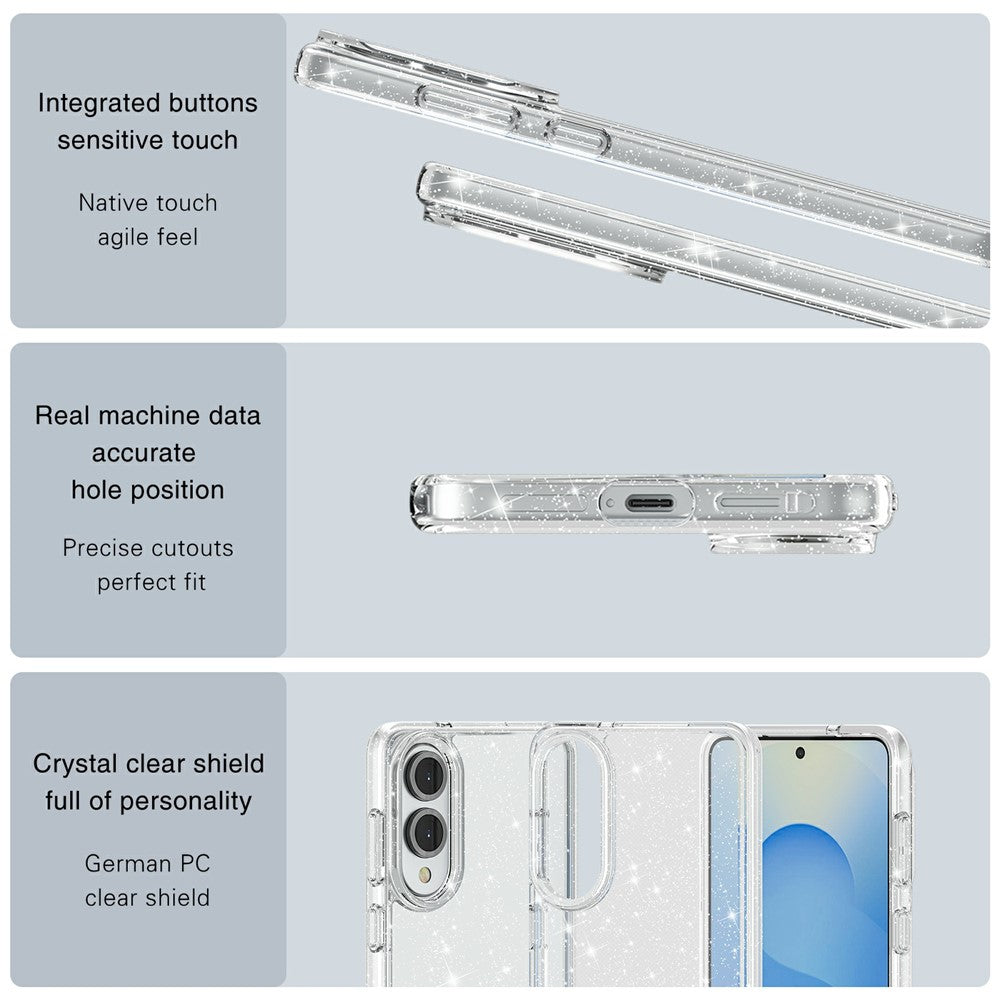 For Samsung Galaxy S25 Edge Case Sparkly Powder Glitter Shiny Soft TPU + Hard PC Back Cover