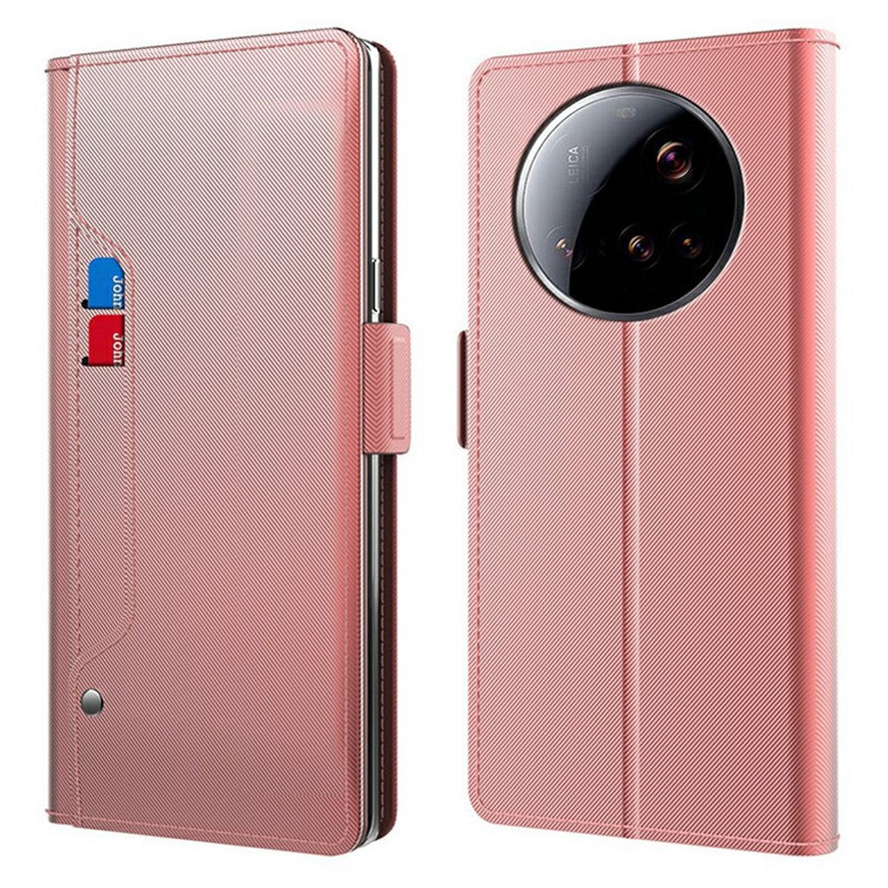 For Xiaomi 15 Ultra Case Stand PU Leather Phone Cover Card Holder Mirror