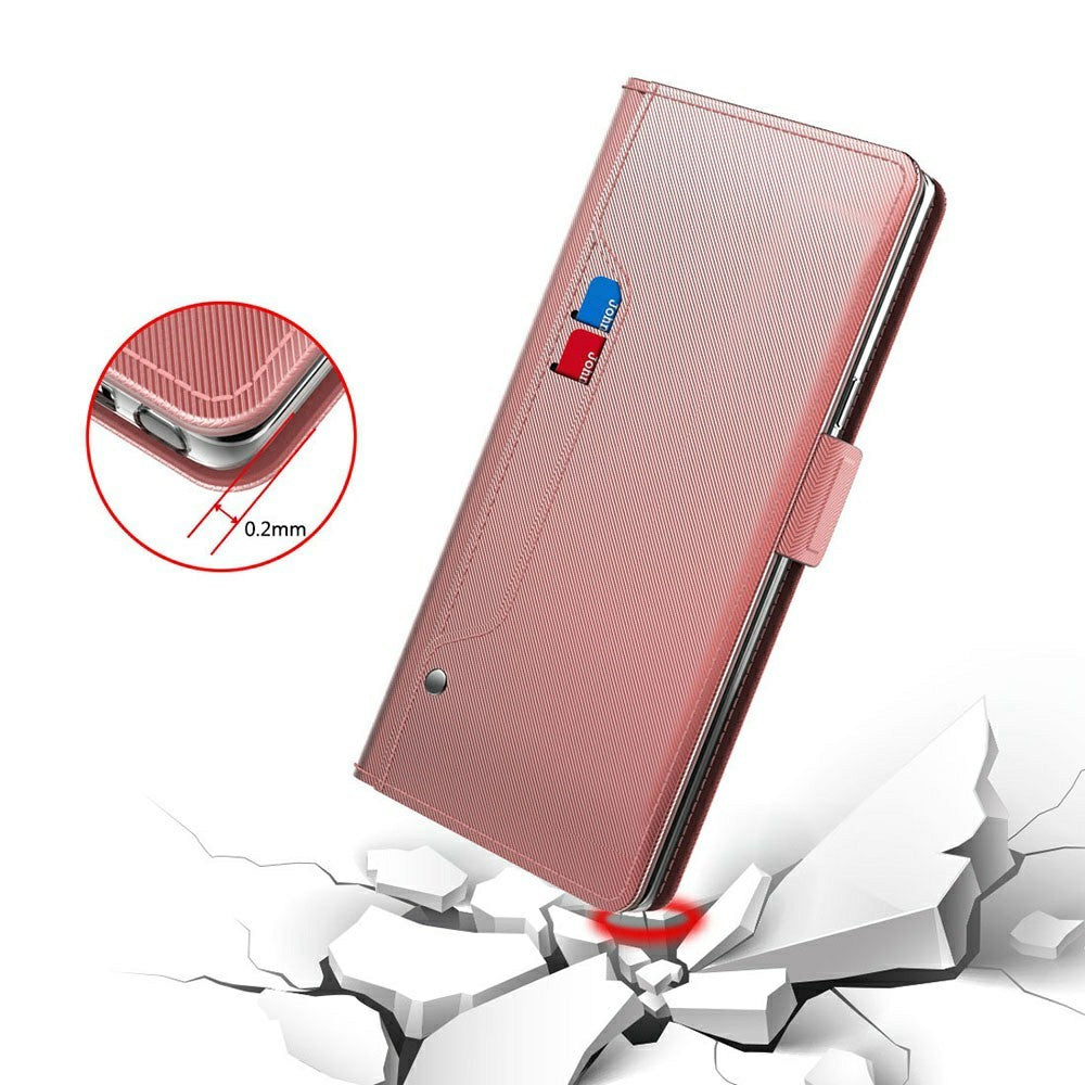 For Xiaomi 15 Pro Case Stand PU Leather Phone Cover Card Holder Mirror