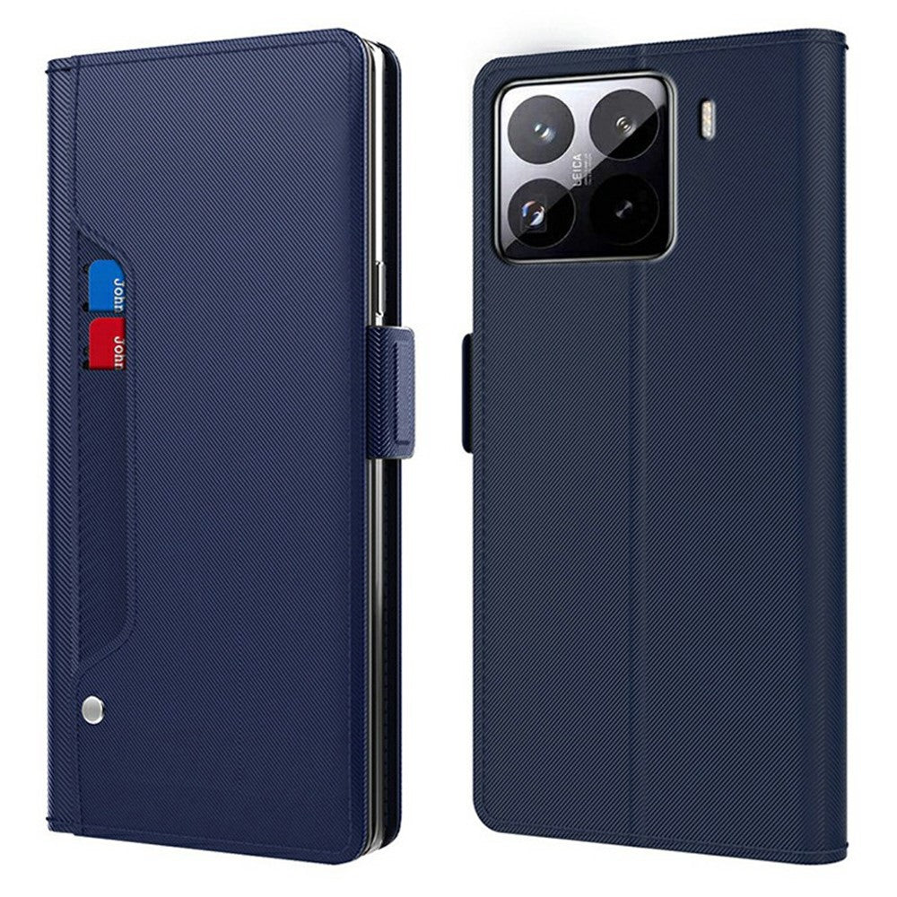 For Xiaomi 15 Pro Case Stand PU Leather Phone Cover Card Holder Mirror