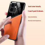 Læderbeklædt PC + TPU-bagcover til Oppo Reno13 F 5G (Reno 13 FS 5G) / 4G