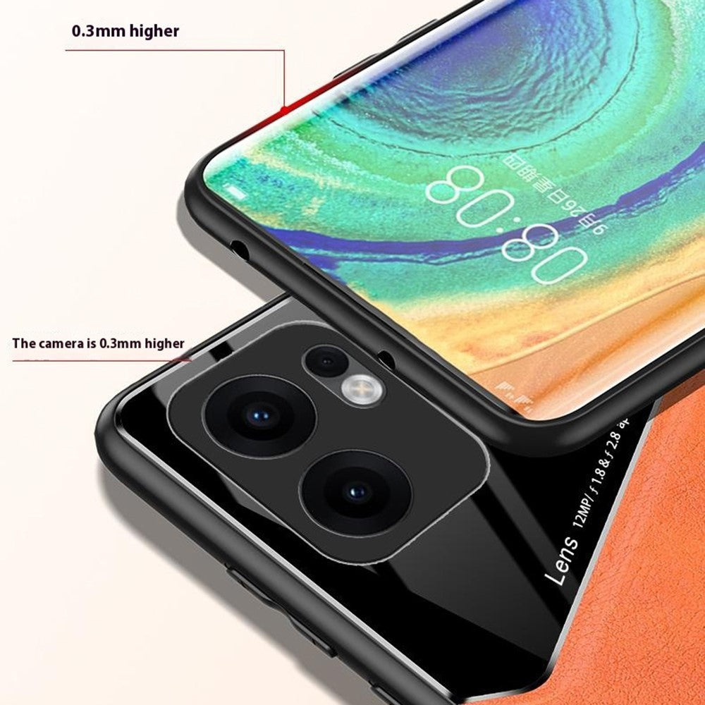 Læderbeklædt PC + TPU-bagcover til Oppo Reno13 F 5G (Reno 13 FS 5G) / 4G