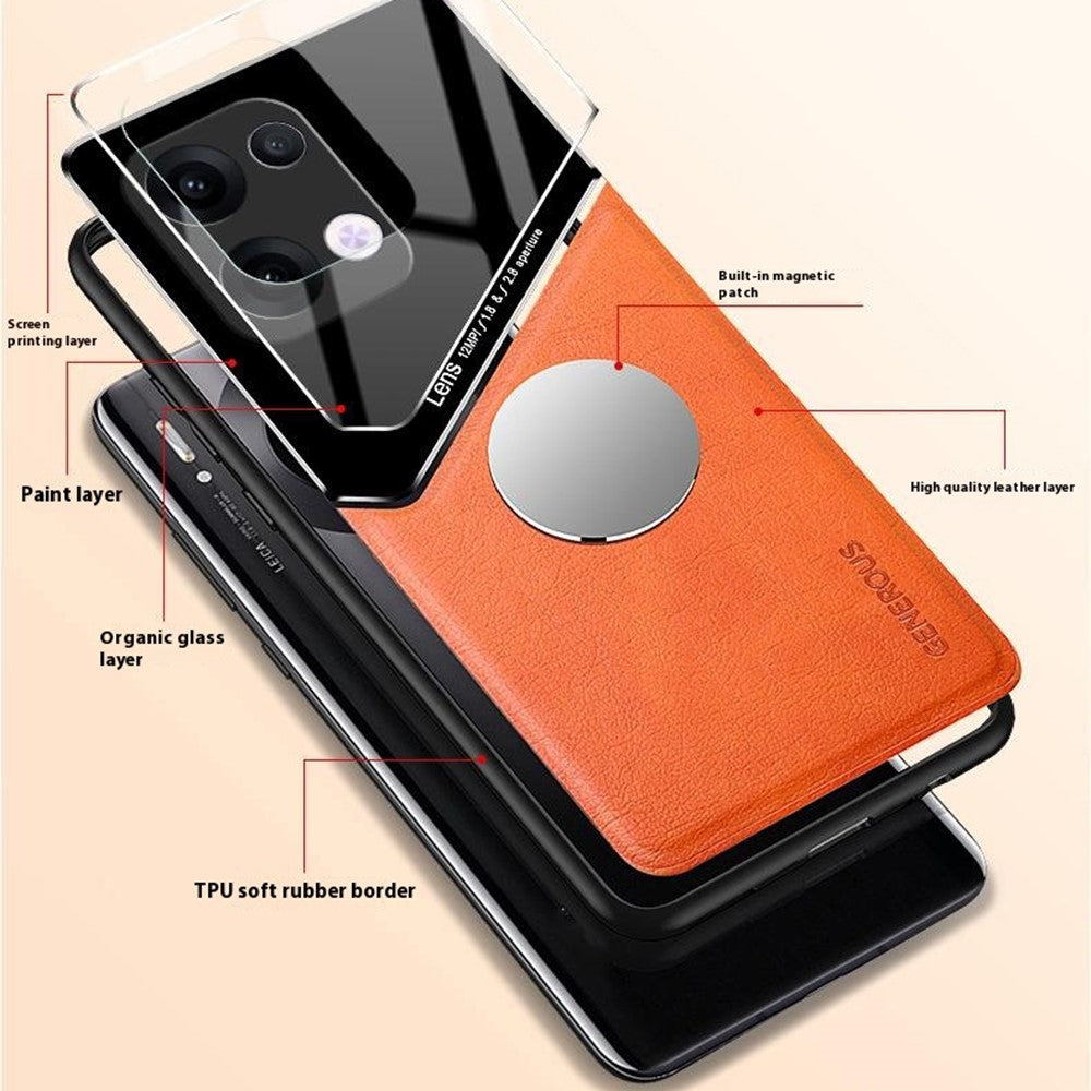 For Oppo Reno13 5G (Global) Case Leather Coated PC + TPU Phone Back Cover