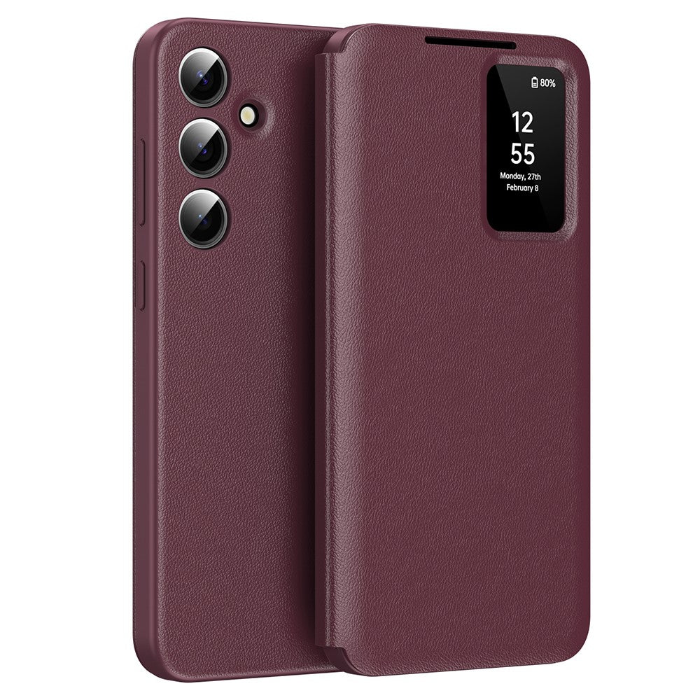 For Samsung Galaxy S24 FE Case with Card Holder Smart View Window Leather Phone Cover