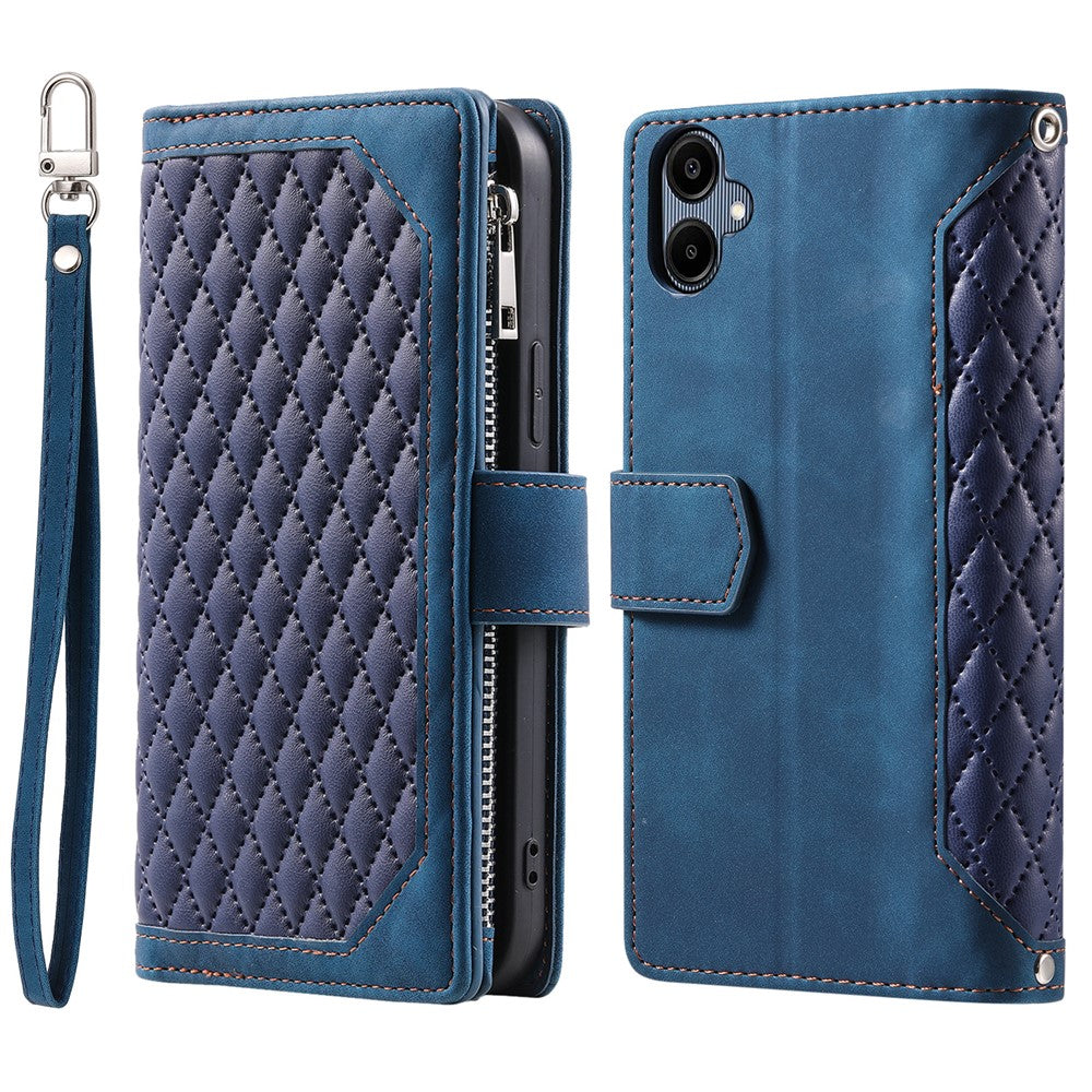 Stil 005 för Samsung Galaxy A06 5G plånboksfodral med rombsömmar i PU-läder