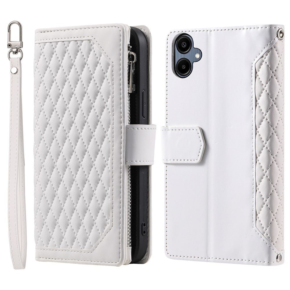 Stil 005 för Samsung Galaxy A06 5G plånboksfodral med rombsömmar i PU-läder