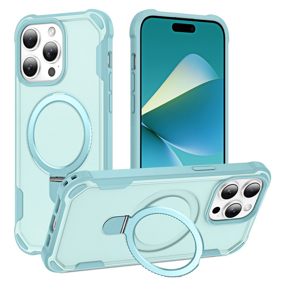 Til iPhone 14 Pro etui, kompatibel med MagSafe, støttefod, TPU + PC, stødsikker telefonbagcover