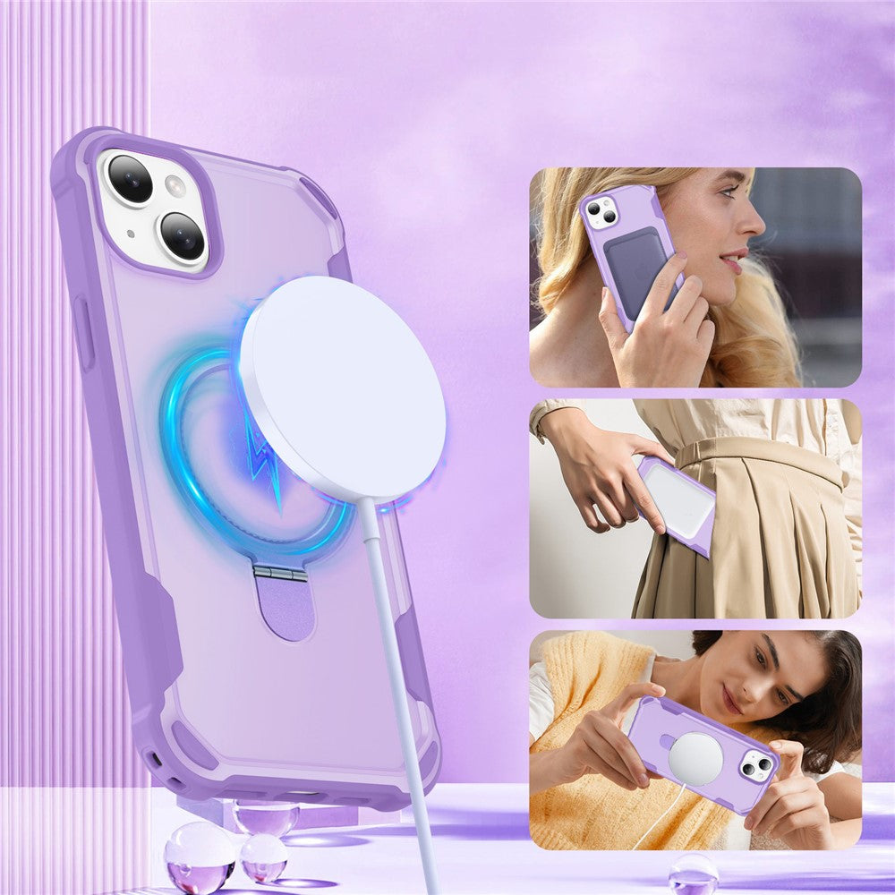 For iPhone 14 Case Compatible with MagSafe Kickstand TPU + PC Shockproof Phone Back Cover