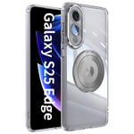 For Samsung Galaxy S25 Edge Magnetic Case PC + TPU Phone Cover with Rotating Metal Kickstand, Lens Protector