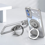 For Samsung Galaxy S25 Edge Magnetic Case PC + TPU Phone Cover with Rotating Metal Kickstand, Lens Protector