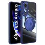 For Samsung Galaxy S25 Edge Magnetic Case PC + TPU Phone Cover with Rotating Metal Kickstand, Lens Protector