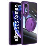 For Samsung Galaxy S25 Edge Magnetic Case PC + TPU Phone Cover with Rotating Metal Kickstand, Lens Protector