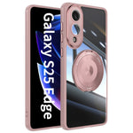 For Samsung Galaxy S25 Edge Magnetic Case PC + TPU Phone Cover with Rotating Metal Kickstand, Lens Protector