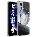 For Samsung Galaxy S25 Edge Magnetic Case PC + TPU Phone Cover with Rotating Metal Kickstand, Lens Protector