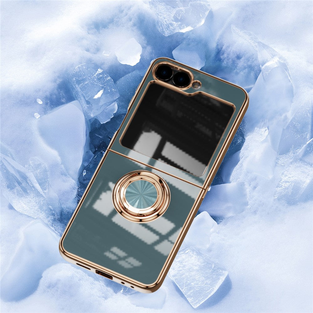 For Samsung Galaxy Z Flip7 FE 5G / Z Flip6 5G Case Precise Cutouts 6D Electroplating TPU Phone Cover with Ring Holder