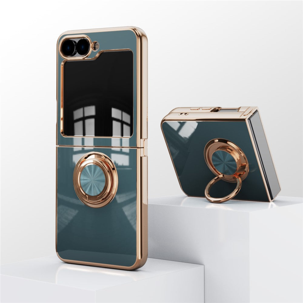 For Samsung Galaxy Z Flip7 FE 5G / Z Flip6 5G Case Precise Cutouts 6D Electroplating TPU Phone Cover with Ring Holder