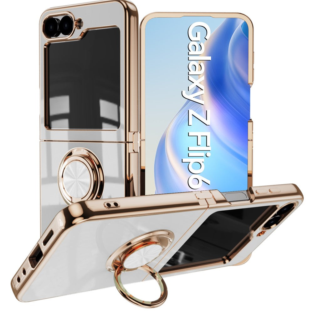 For Samsung Galaxy Z Flip7 FE 5G / Z Flip6 5G Case Precise Cutouts 6D Electroplating TPU Phone Cover with Ring Holder