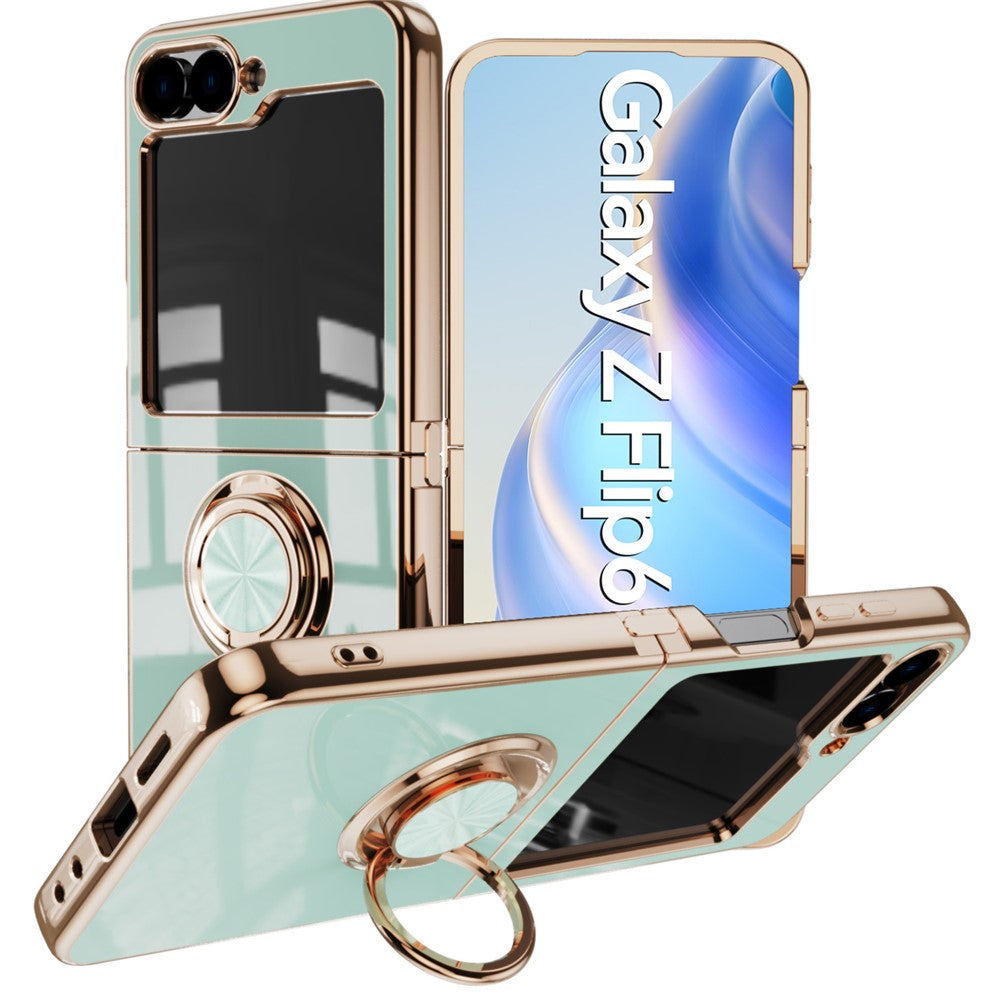 For Samsung Galaxy Z Flip7 FE 5G / Z Flip6 5G Case Precise Cutouts 6D Electroplating TPU Phone Cover with Ring Holder