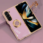 For Samsung Galaxy Z Fold5 5G Case Precise Cutouts 6D Electroplating TPU Phone Cover with Ring Holder