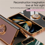 For Samsung Galaxy Z Fold5 5G Case Precise Cutouts 6D Electroplating TPU Phone Cover with Ring Holder