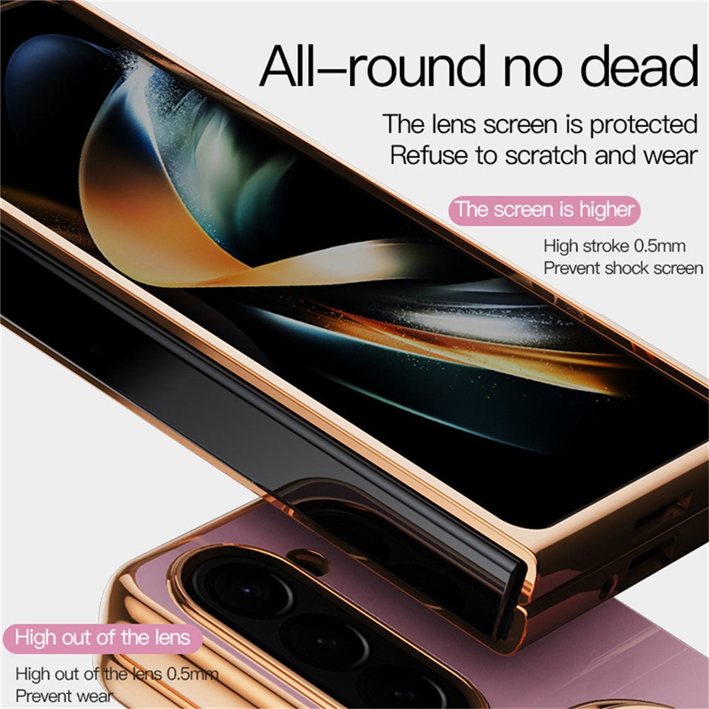 For Samsung Galaxy Z Fold5 5G Case Precise Cutouts 6D Electroplating TPU Phone Cover with Ring Holder