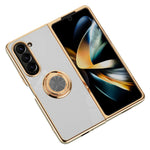For Samsung Galaxy Z Fold5 5G Case Precise Cutouts 6D Electroplating TPU Phone Cover with Ring Holder