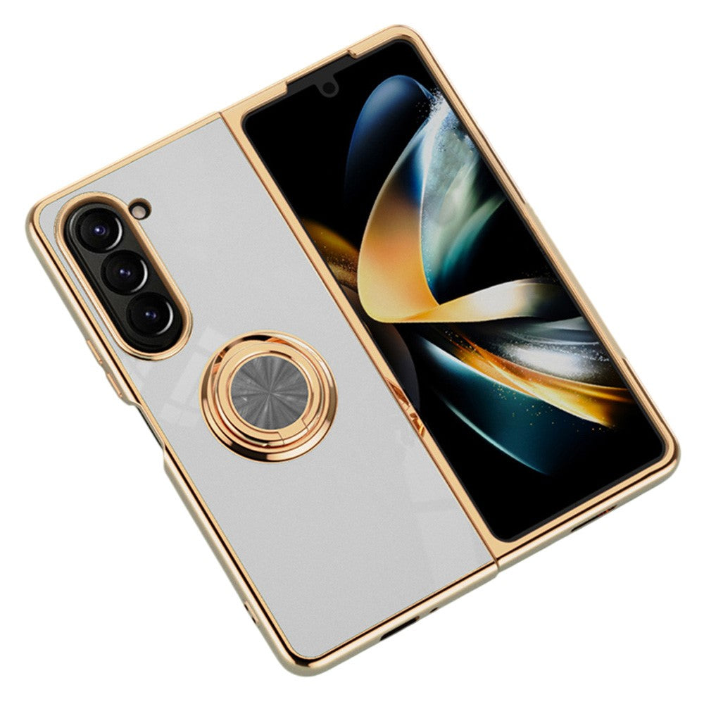 For Samsung Galaxy Z Fold5 5G Case Precise Cutouts 6D Electroplating TPU Phone Cover with Ring Holder