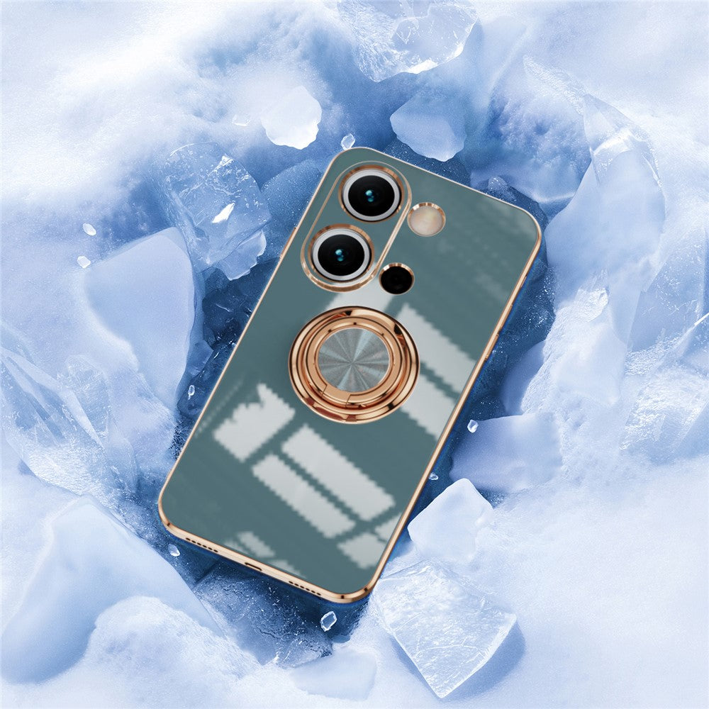 For Xiaomi Redmi Note 13 Pro 4G / Poco M6 Pro 4G Case Precise Cutouts 6D Electroplating TPU Phone Cover with Ring Holder