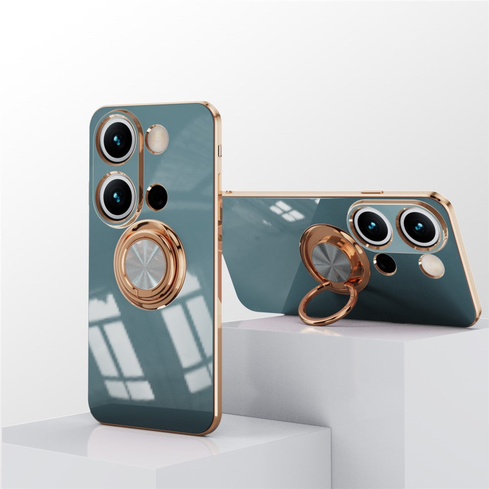 For Xiaomi Redmi Note 13 Pro 4G / Poco M6 Pro 4G Case Precise Cutouts 6D Electroplating TPU Phone Cover with Ring Holder