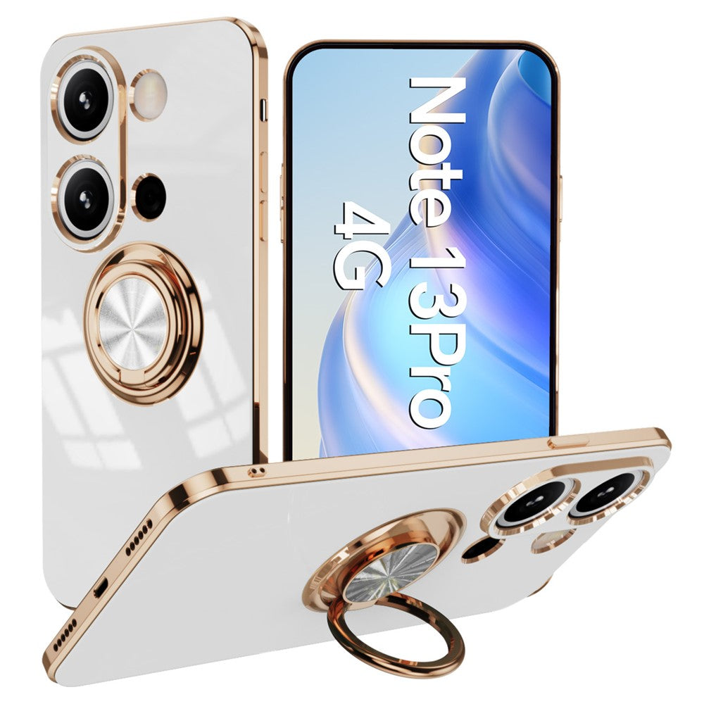 For Xiaomi Redmi Note 13 Pro 4G / Poco M6 Pro 4G Case Precise Cutouts 6D Electroplating TPU Phone Cover with Ring Holder