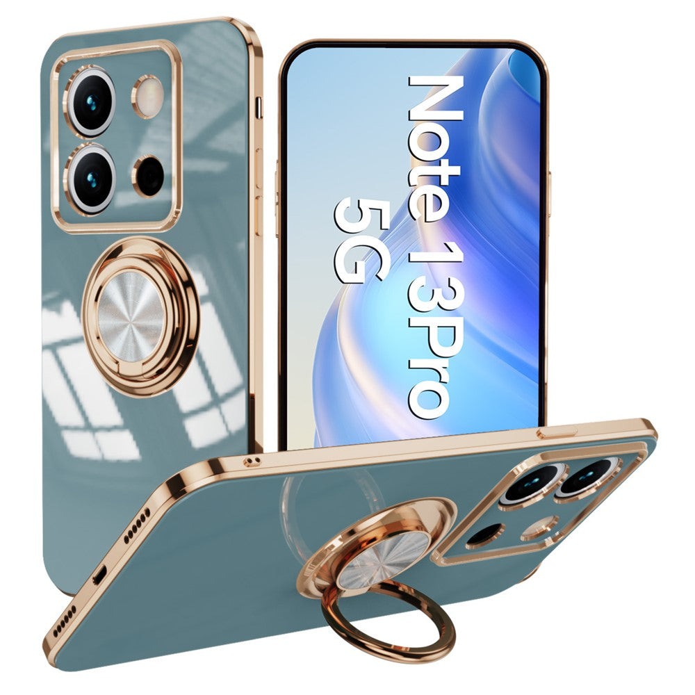 For Xiaomi Redmi Note 13 Pro 5G / Poco X6 5G Case Precise Cutouts 6D Electroplating TPU Phone Cover with Ring Holder